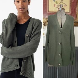 Cozy Earth Bamboo Blend Oversized Classic Cardigan in Olive Green - Sz M 🧡🎀